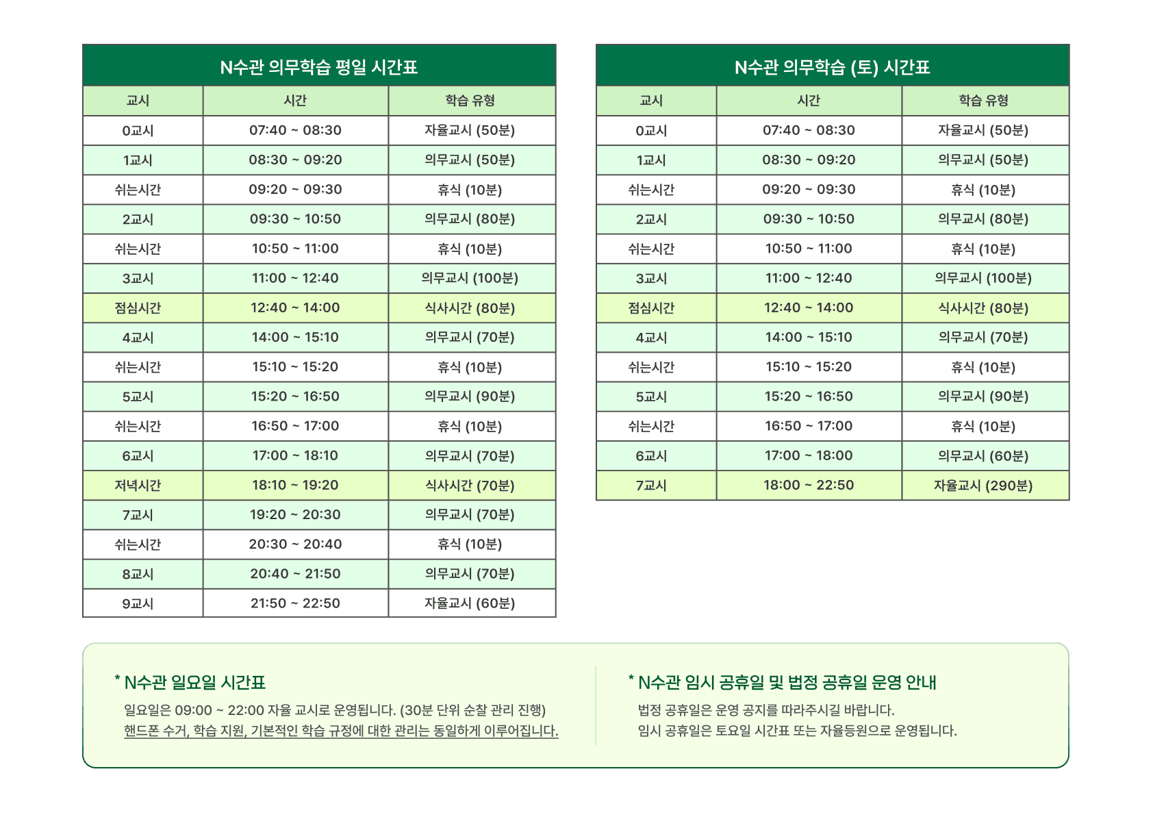 로드맵 N수생 전용관 시간표